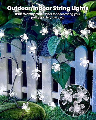 2 Pack Total 52FT 120 LED Solar String Lights Flower Outdoor Waterproof Fairy Lights for Garden Yard Fence Patio Christmas Tree Wedding Party Decor (120 Count)