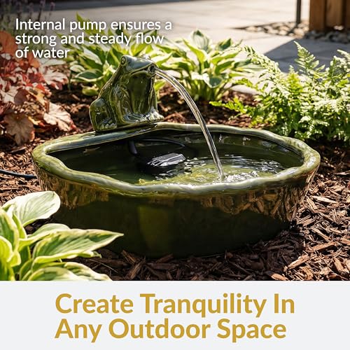 Sunnydaze 7" Ceramic Solar Powered Garden Water Fountain