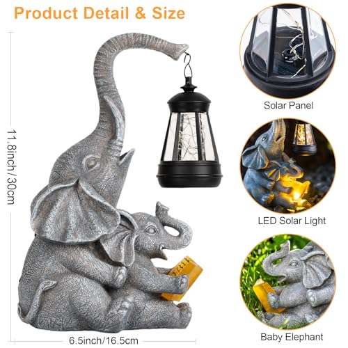 Solar Elephant Garden Statue with Lantern