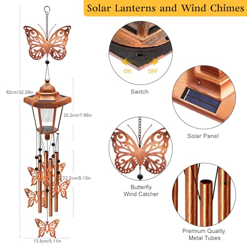 2 Pack Solar Butterfly Wind Chimes (2 Count)