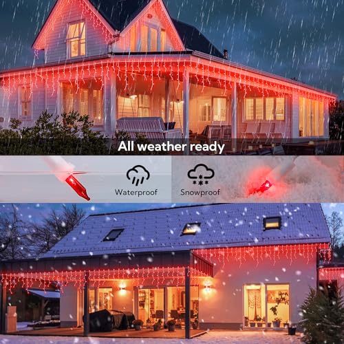 23 FT 200 Count Red Icicle Lights
