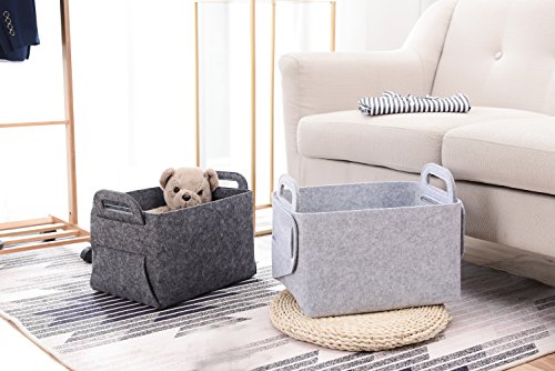 Storage Basket Felt Storage Bin Collapsible& Convenient Box Organizer with Carry Handles for Office Bedroom Closet Babies Nursery Toys Laundry