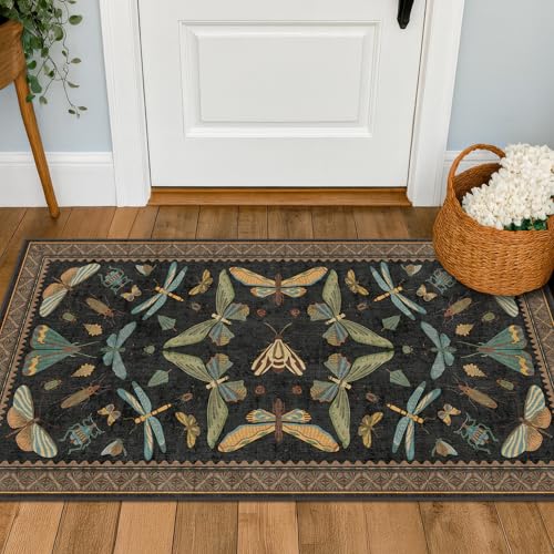 Small Black Entryway Runner Rug (8 Sq Ft)