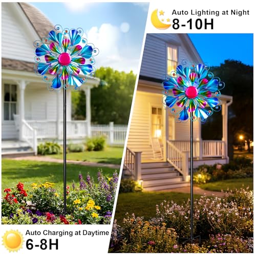 60'' Wind Spinner with Color Glass Ball Solar Lights