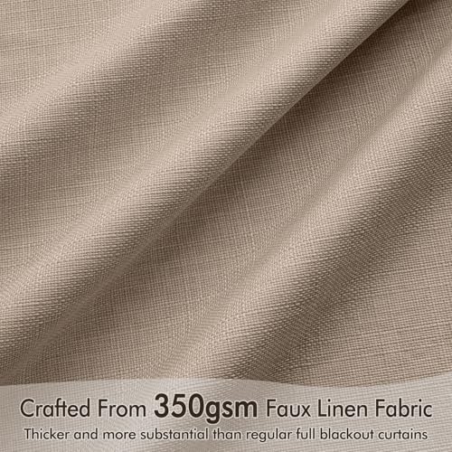 100% Blackout Back Tab Pleat Linen Curtains 50" Wx102 L (2 Count)