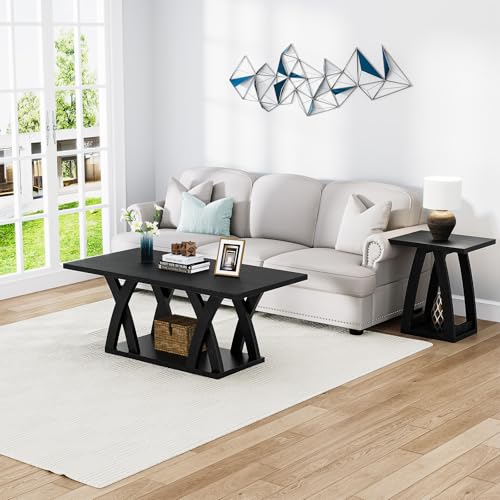 47" Farmhouse Coffee Table with Storage Shelf