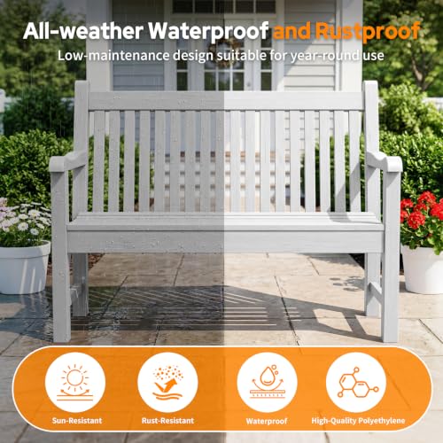 2 Person Outdoor Bench with 700 Lbs Weight Capacity