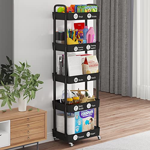 5 Tier Rolling Cart with Wheels