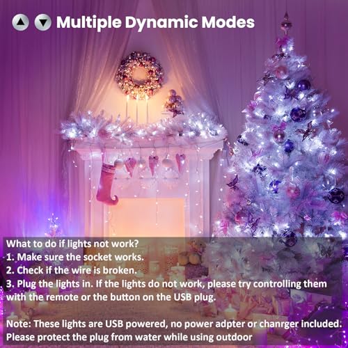 USB Halloween String Lights RGB Color Changing 100 LED with Remote