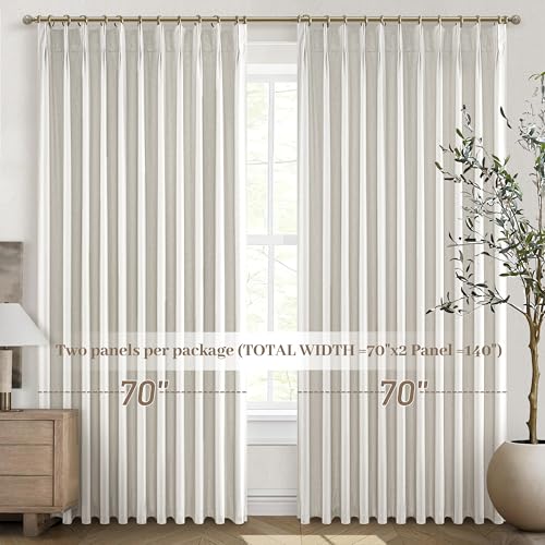 Blackout Curtains 70 Inches Wide Pinch Pleated for Bedroom Window (2 Count)
