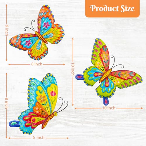 Metal Butterfly Wall Decorations Garden Decor Room Decor (3 Count)