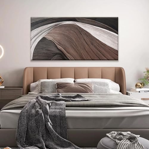 Canvas Art Wall Decor Brown Abstract Wall Art For Living Room Modern Canvas Prints Pictures Black And White Wall Art For Hotel Home Wall Decor 24x48 Inch