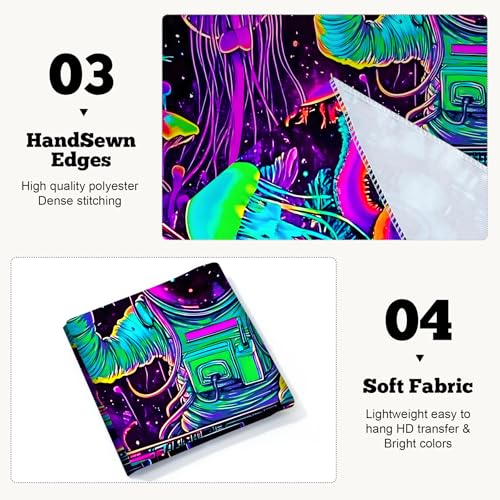 Blacklight Space Astronaut Tapestry UV Reactive Galaxy Planet Glow in Dark Tapestries Black Light Poster Neon Wall Hanging Art for bedroom Living Room