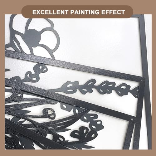 4 Pcs Black Abstract Flowers Metal Wall Art (4 Count)