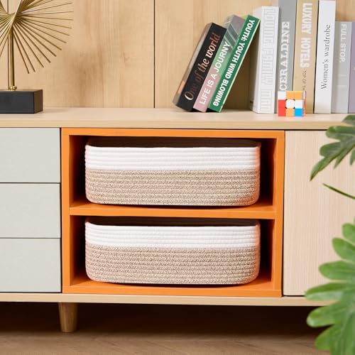 Large Shallow Organizing Baskets 15x11x5.1 Inches (2 Count)