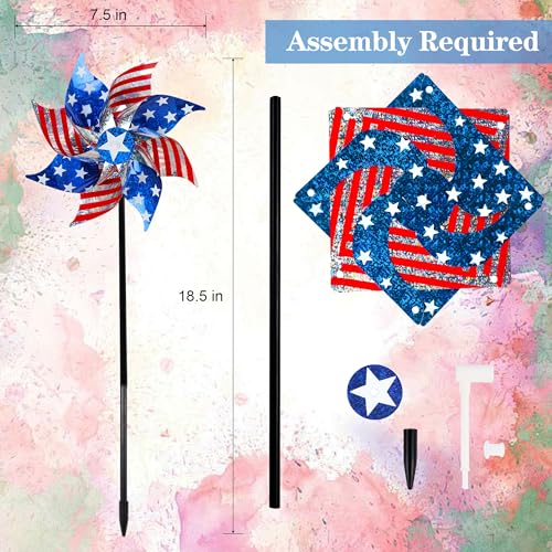 10 Pack Reflective Pinwheels Patriotic Decorations (10 Count)