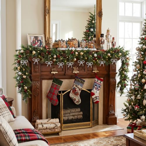 32 Pcs Black White Bow Candy Cane Hanging Ornaments Christmas Tree Decor (32 Count)