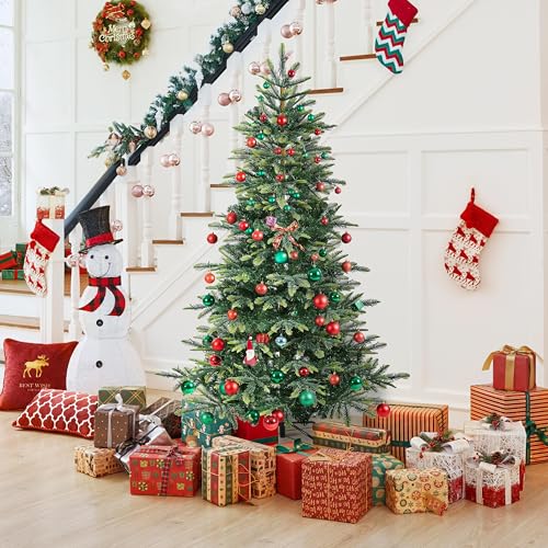6ft Pre lit Aspen Fir Artificial Christmas Tree with 400 Warm White LED Lights Full Prelighted Xmas Tree w