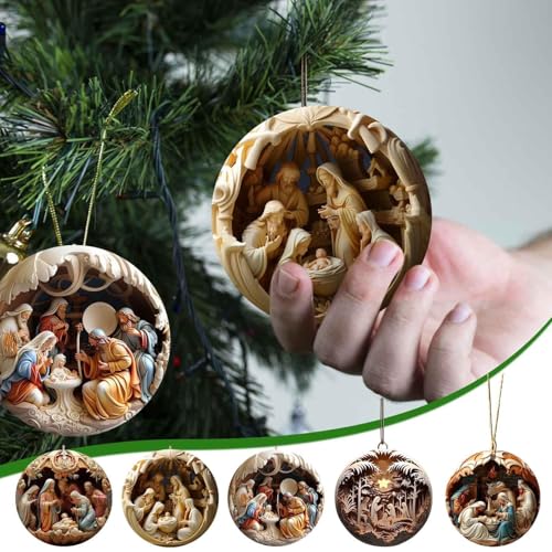 6 Pack Nativity Scene Ornaments (6 Count)