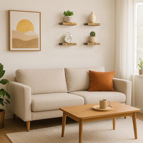 Small Wood Floating Shelves for wall 8 inch (2 Count)
