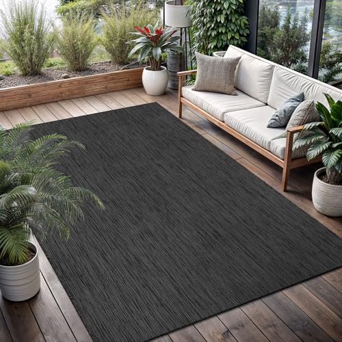 Washable Indoor Outdoor Rug 10x14 Weather Resistant Area Rugs Modern Solid for Porch Deck Balcony Backyard Patio Outside Carpet (141.67 Sq Ft)