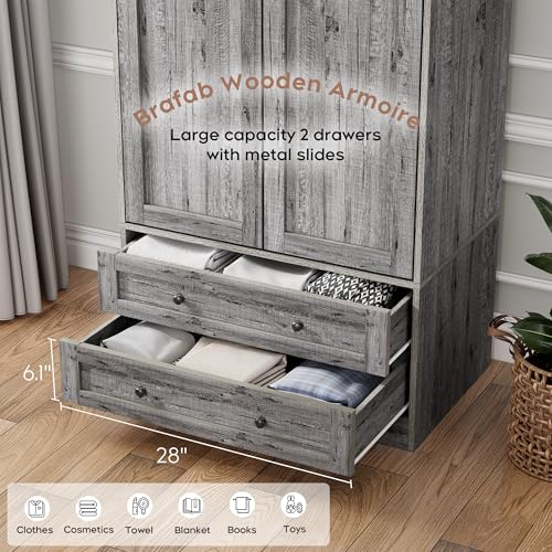 Wooden Armoire Wardrobe Closet with Drawers