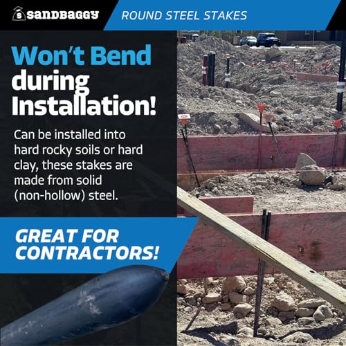60 Inch Round Steel Concrete Form Stakes with Nail Holes (25 Count)