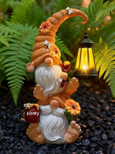 Solar Bee Garden Gnomes with LED Lantern