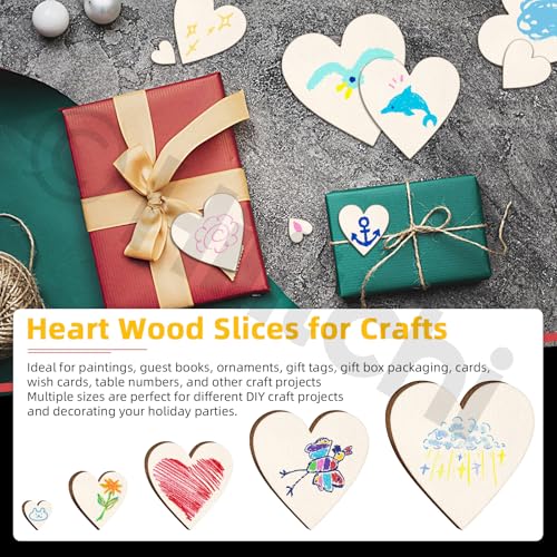 300Pcs 5Sizes Unfinished Wooden Hearts Wood Hearts Craft Unfinished Wooden Hearts Ornanents Wooden Hearts Shape Blank Wood Ornaments Cutout Blank Wood for DIY Art Crafts Home Decorations (300 Count)