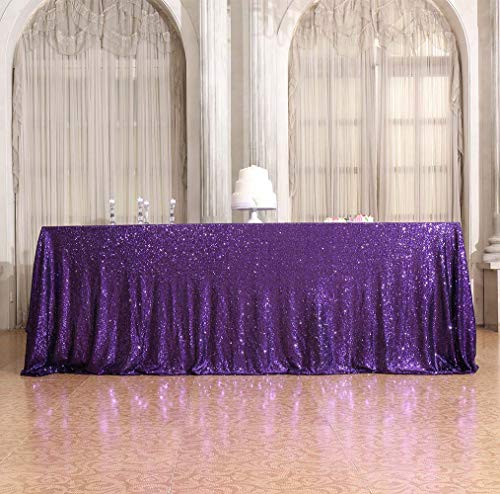 Sequin Tablecloth 90x132 Inch Purple for Wedding Halloween Party