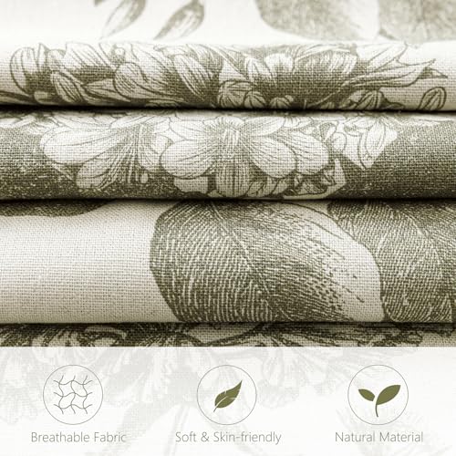 Set of 2 Linen Floral Throw Pillow Covers Neutral Vintage Print Decorative Cushion Covers Farmhouse Boho Home Decor for Sofa Chair Couch Bedroom Living Room (2 Count)
