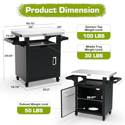 Grill Table with Storage Cabinet