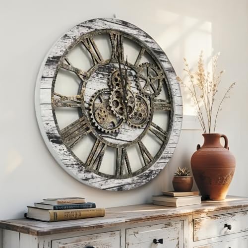 The Original Real Moving Gear Wall Clock Vintage Industrial Oversized Rustic Farmhouse