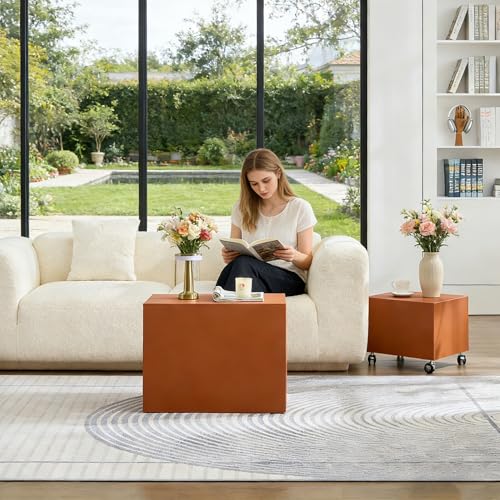 23.62" Modern Leather Coffee Table Set
