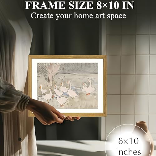 Vintage Framed Goose Wall Art Watercolor Print
