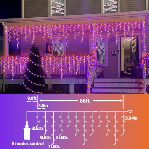 Orange and Purple Halloween Lights (66 Foot)