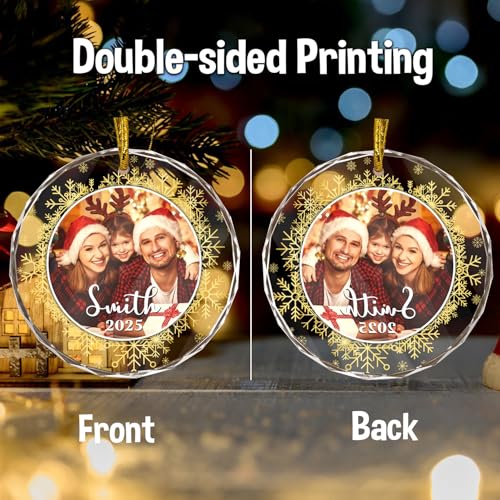 Personalized Family Photo Crystal Ornaments for Christmas