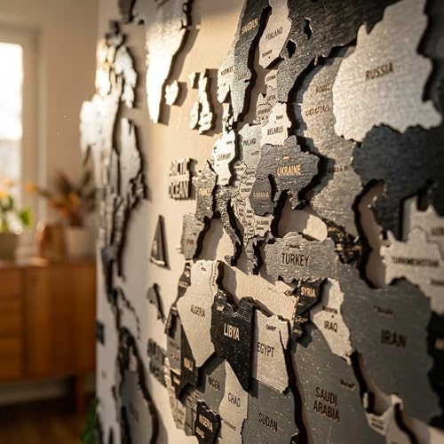 3D Wooden World Wall Art