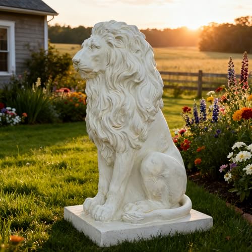 Large Lion Statue Outdoor Guardian Garden Sculpture Royal Art Front Porch
