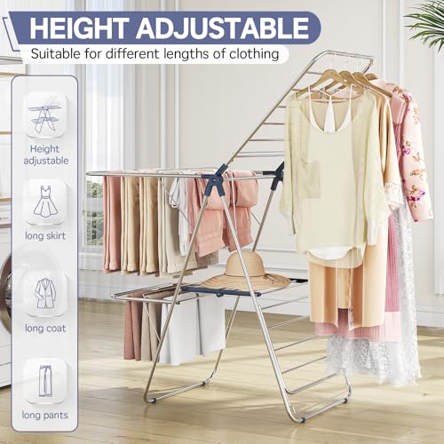 Large Stainless Steel Clothes Drying Rack with 4 Wings