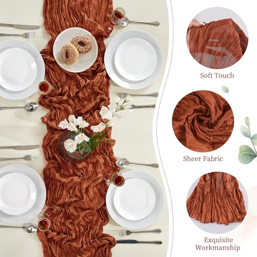 12 Pack Terracotta Cheesecloth Table Runner 10FT Fall Boho Home Decor (44.16 Ounce)
