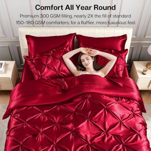 Satin Full Size Comforter Set Burgundy