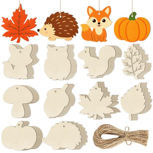 80PCS Wooden Fall Ornaments to Paint Thanksgiving Decorations (80 Count)