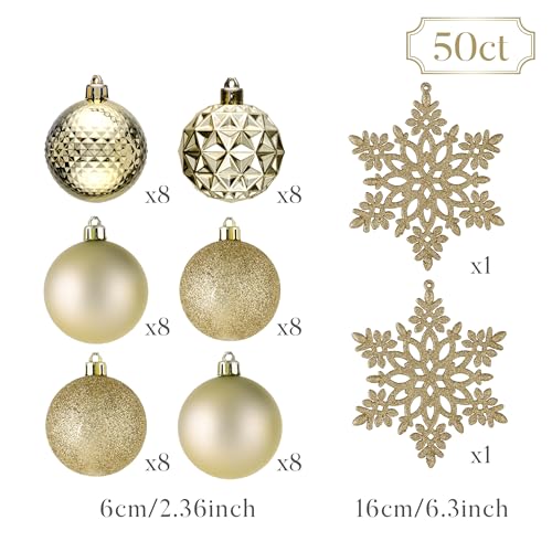 50ct Christmas Tree Decorations Ball Ornaments 2.36 Inches (50 Count)