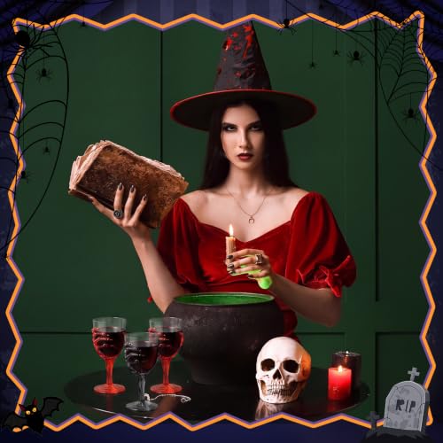 24 Pcs 12oz Halloween Skeleton Hand Goblets Clear Plastic Halloween Cups Skull Wine Glass Set for Creepy Spooky Party Decorations (24 Count)