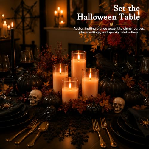 Orange Glass Flameless Candles