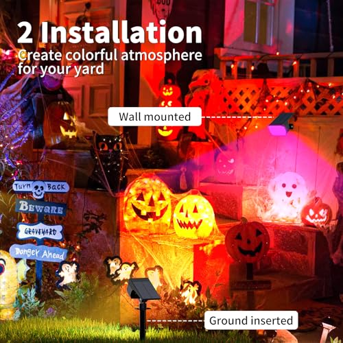 Solar Spot Lights Outdoor Spotlight Christmas 12 Pack Color Changing (12 Count)