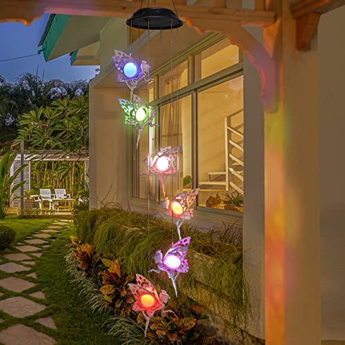Solar Wind Chimes for Outside Changing Colors Fairy Wind Chime Lights Windchimes Outdoors Unique Decorative Mobile Gifts for Mother's Day Thanksgiving Christmas Birthday