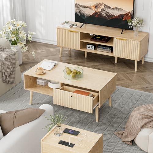 Coffee Table with Fluted Drawer