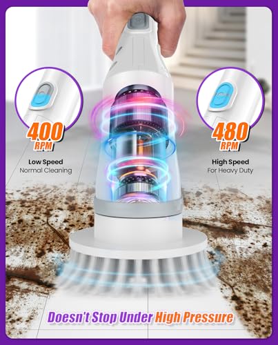 6-in-1 Cordless Electric Spin Scrubber with Long Handle